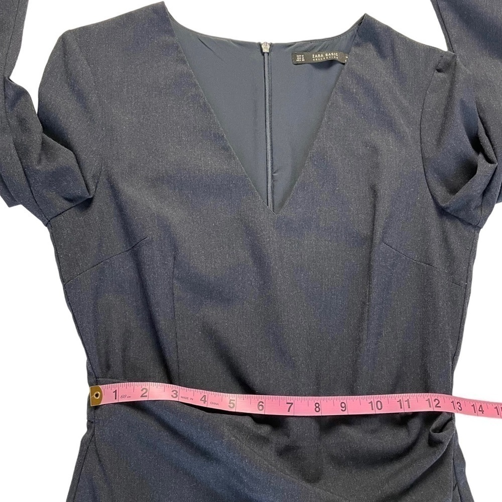 Zara Basic V Neck Ruched Side Dress - Picture 9 of 11